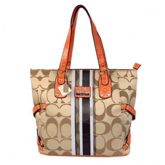 Coach In Signature Logo Medium Khaki Totes BFF | Women - Click Image to Close